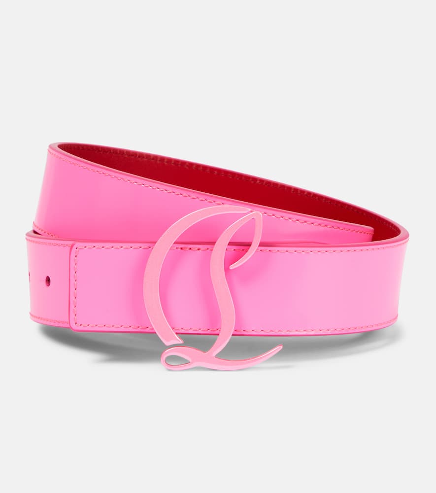 Shop Christian Louboutin Logo Leather Belt In Fluo Pink/fluo Pink