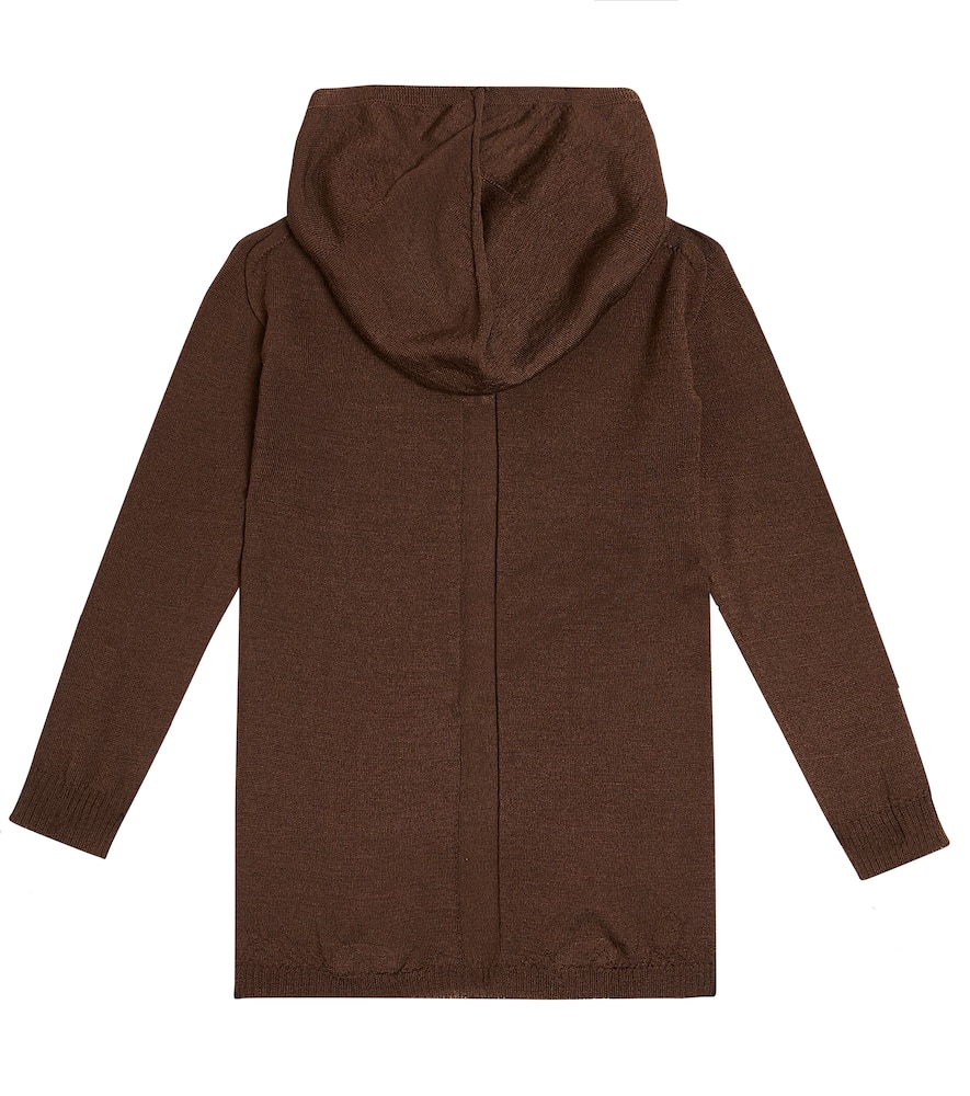 Shop Rick Owens Virgin Wool Hoodie In Brown