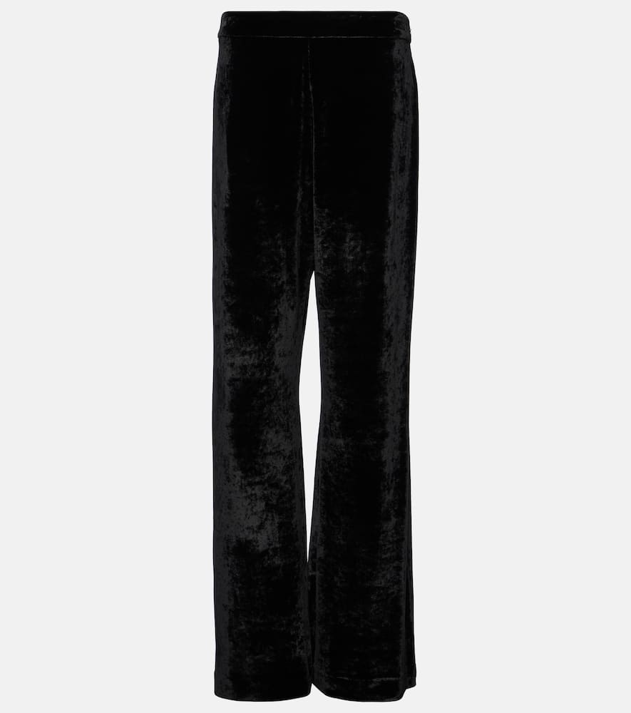 Shop Jil Sander High-rise Velvet Wide-leg Pants In Black