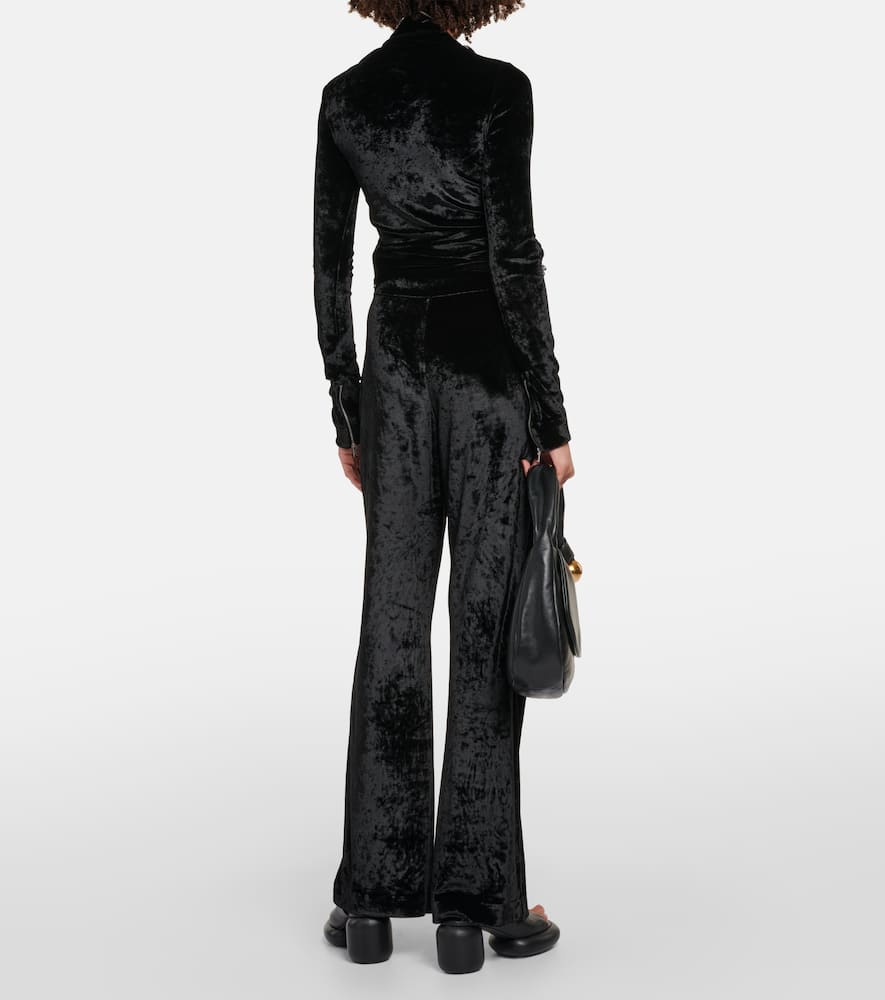 Shop Jil Sander High-rise Velvet Wide-leg Pants In Black