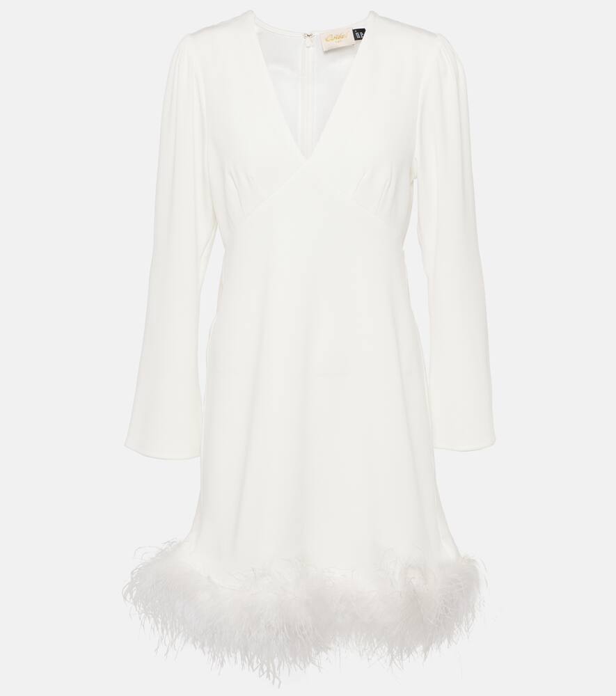 Rixo Toni Bridal feather-trimmed minidress