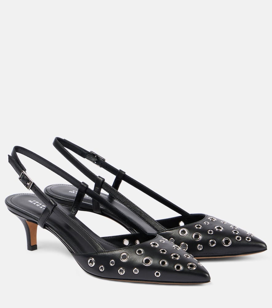 Shop Isabel Marant Pilia Leather Slingback Pumps In Black