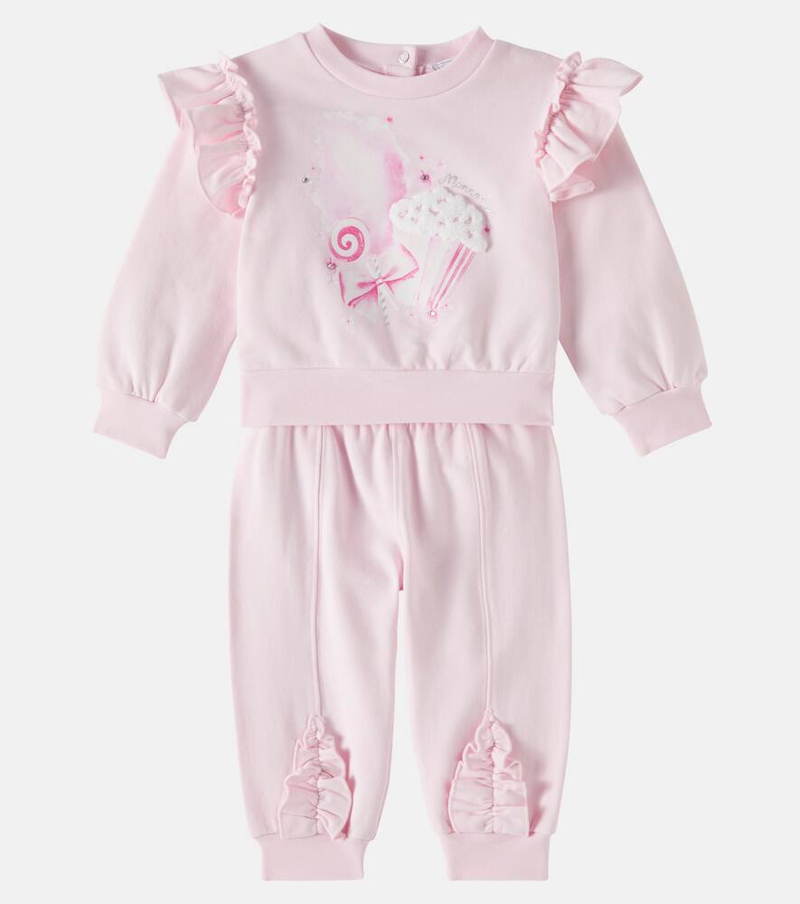 Monnalisa Baby Set Aus Sweatshirt Und Jogginghose In Pink