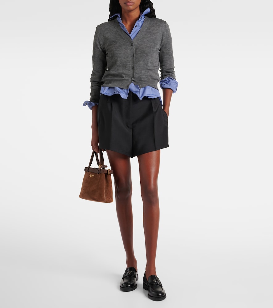  Prada Prada Belted Mohair And Wool Shorts 