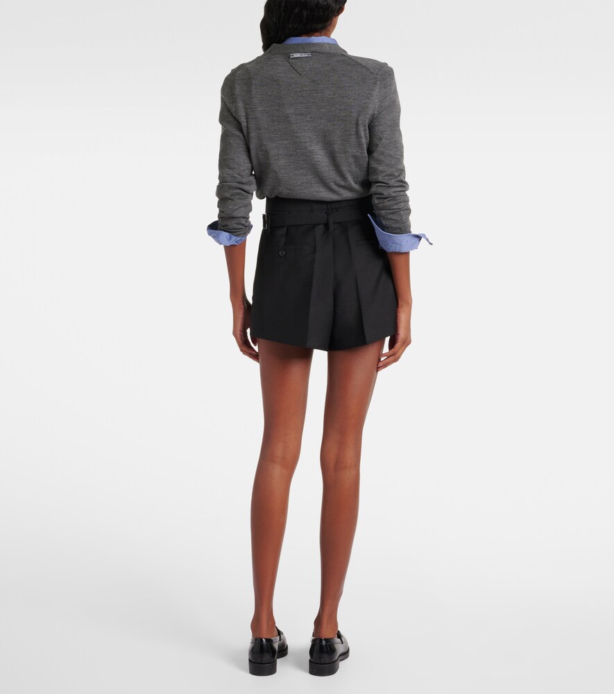  Prada Prada Belted Mohair And Wool Shorts 