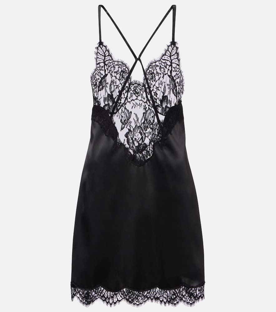Dolce & Gabbana Satin And Lace Slip In Black