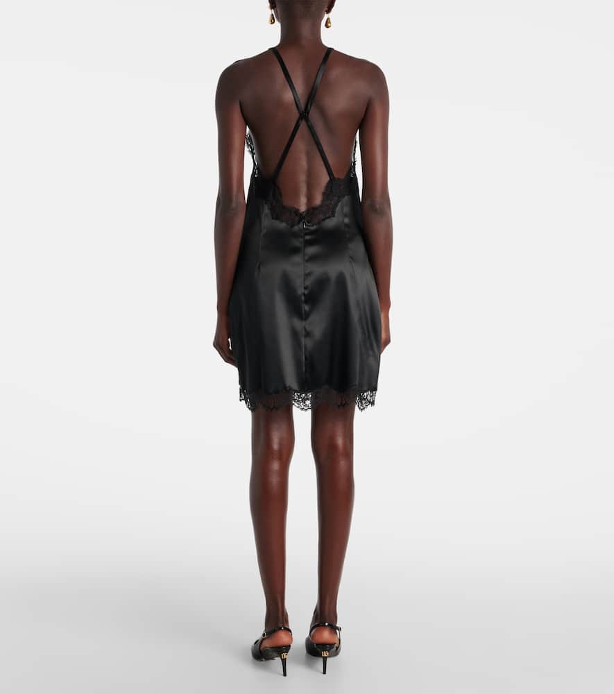 Dolce & Gabbana Satin And Lace Slip In Black
