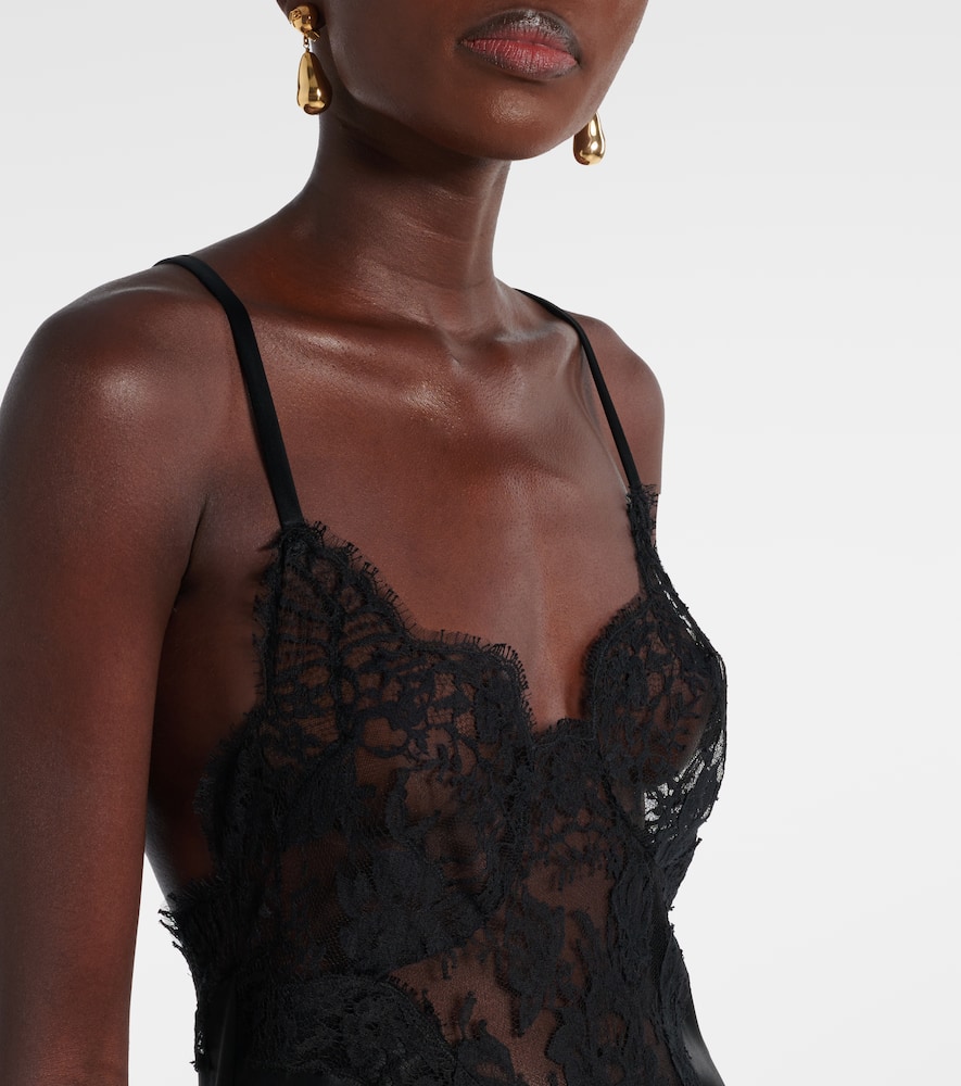 Dolce & Gabbana Satin And Lace Slip In Black
