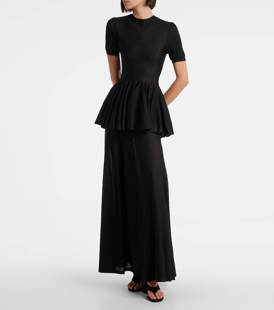 Alaïa Peplum Virgin Wool Top In Black