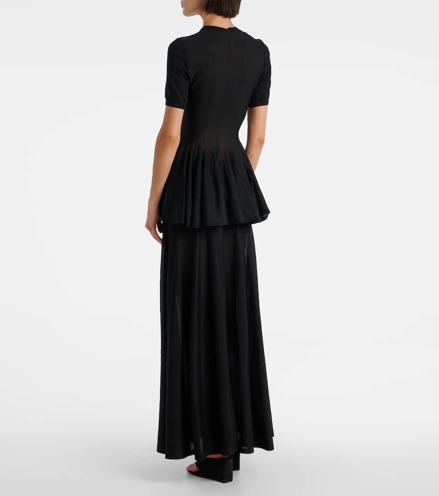 Alaïa Peplum Virgin Wool Top In Black