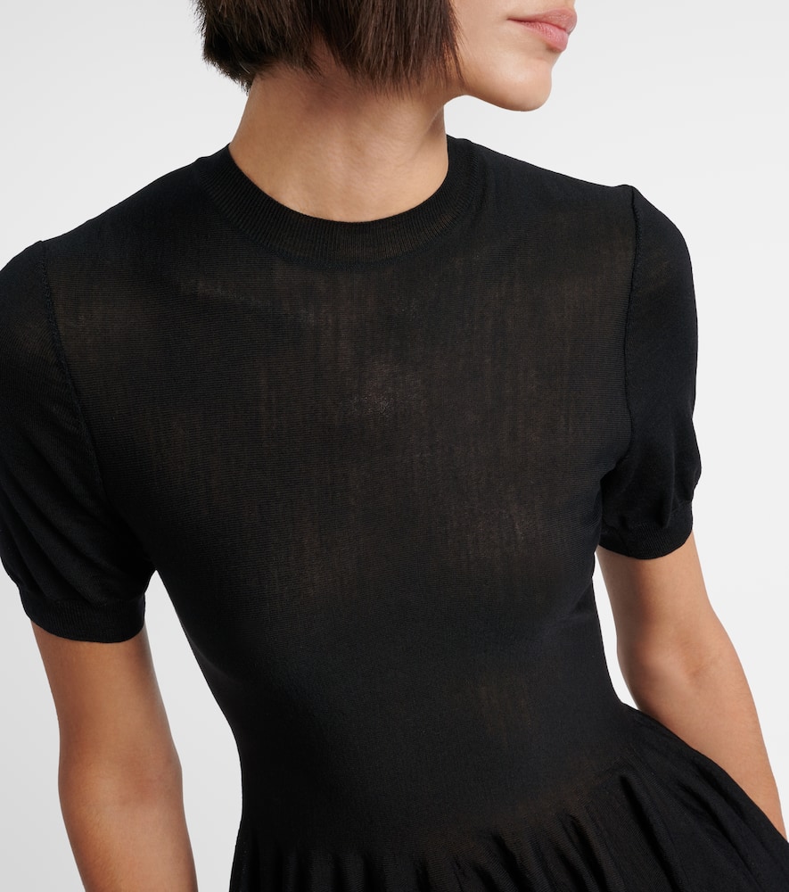 Alaïa Peplum Virgin Wool Top In Black