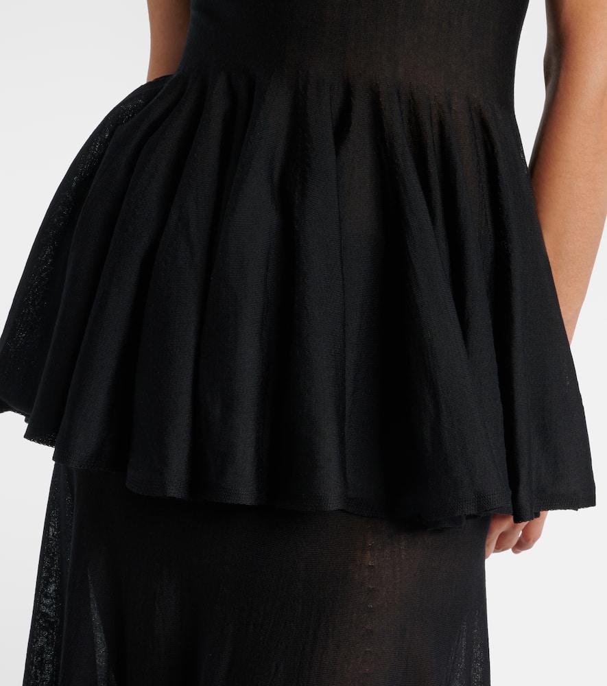 Alaïa Peplum Virgin Wool Top In Black
