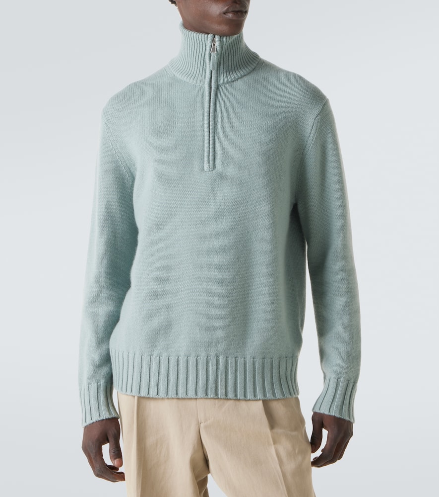 Allude Cashmere Half-zip Sweater In Blue
