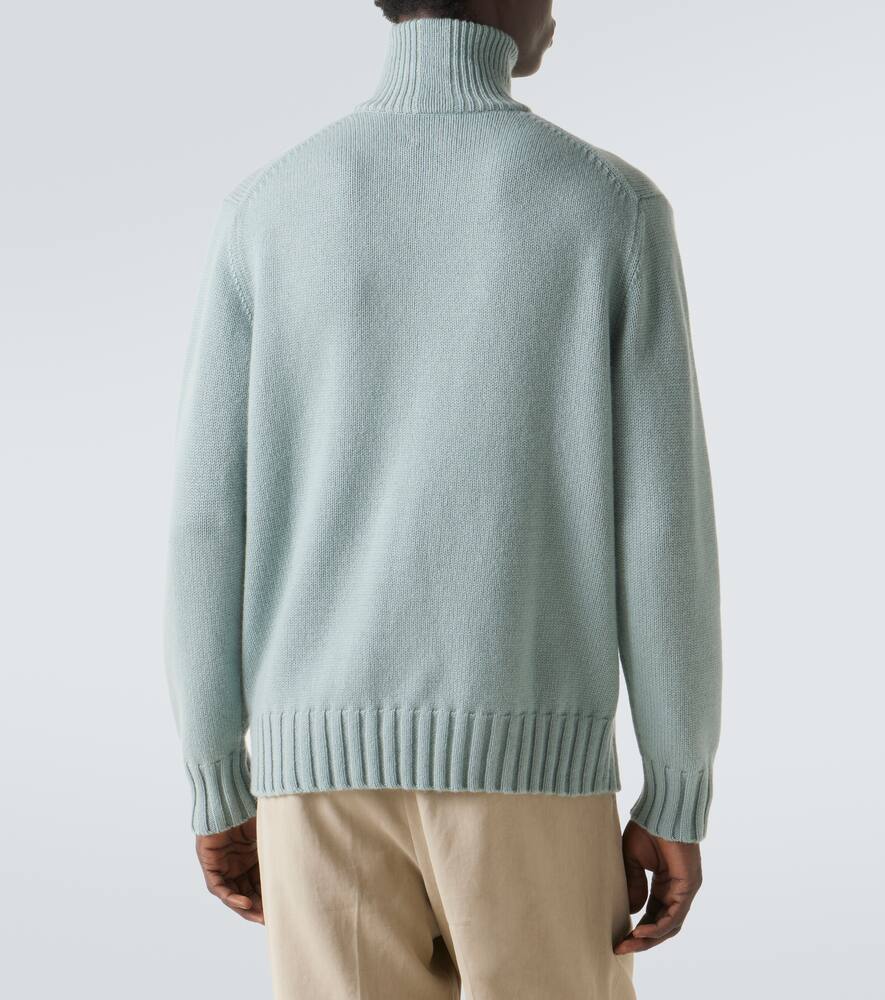 Allude Cashmere Half-zip Sweater In Blue