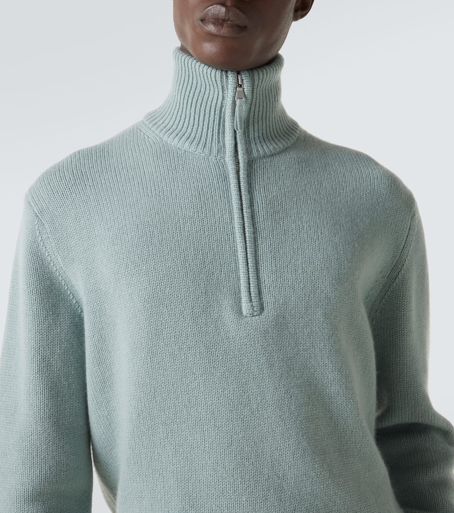 Allude Cashmere Half-zip Sweater In Blue