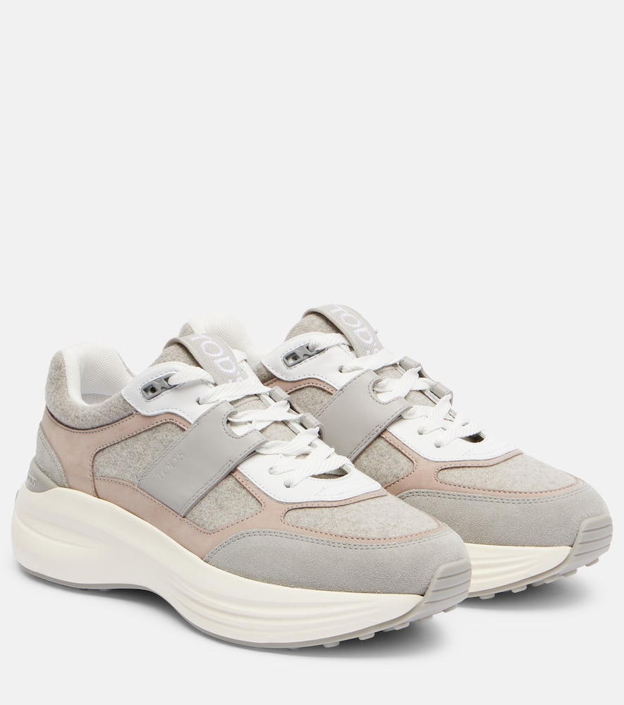 Leather-trimmed sneakers