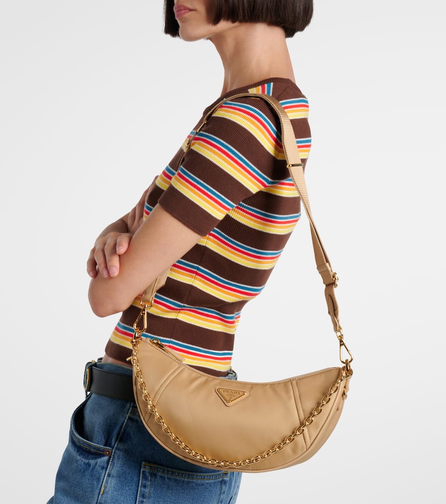 Prada Women's Beige Re-nylondemi-lune Shoulder Bag