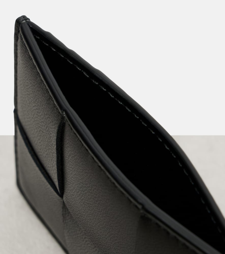 Bottega Veneta Rectangular Design Leather Card Holder In Black