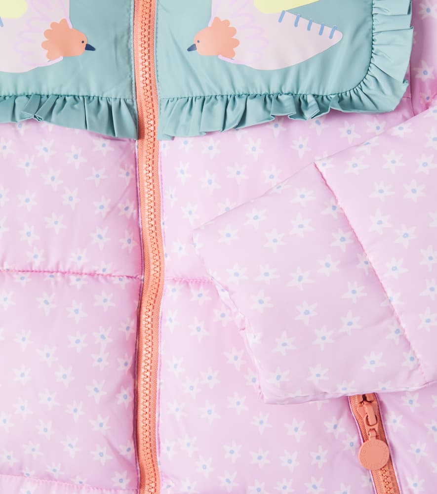 Stella Mccartney Dove Graphic Hooded Puffer Coat In Pink