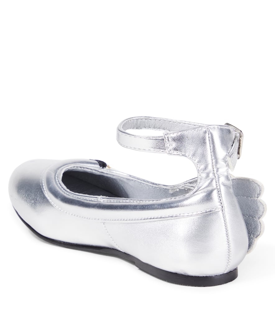 Stella Mccartney Metallic Faux Leather Ballet Flats In Silver