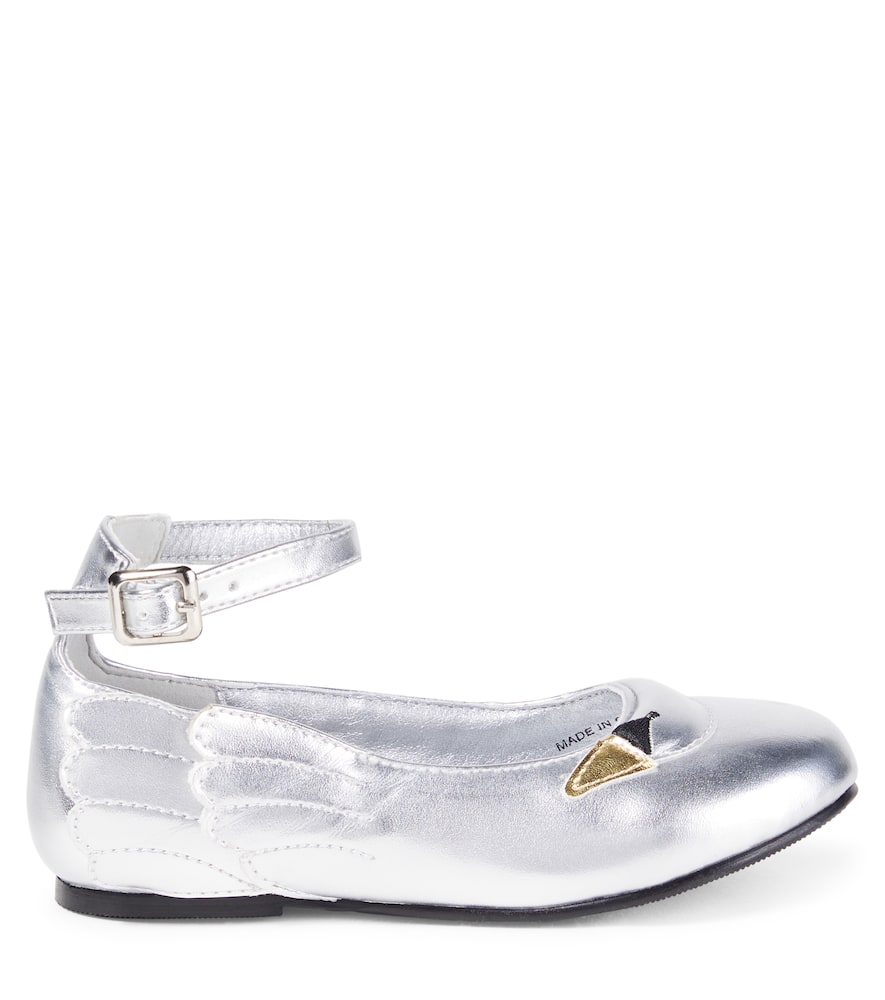 Stella Mccartney Metallic Faux Leather Ballet Flats In Silver