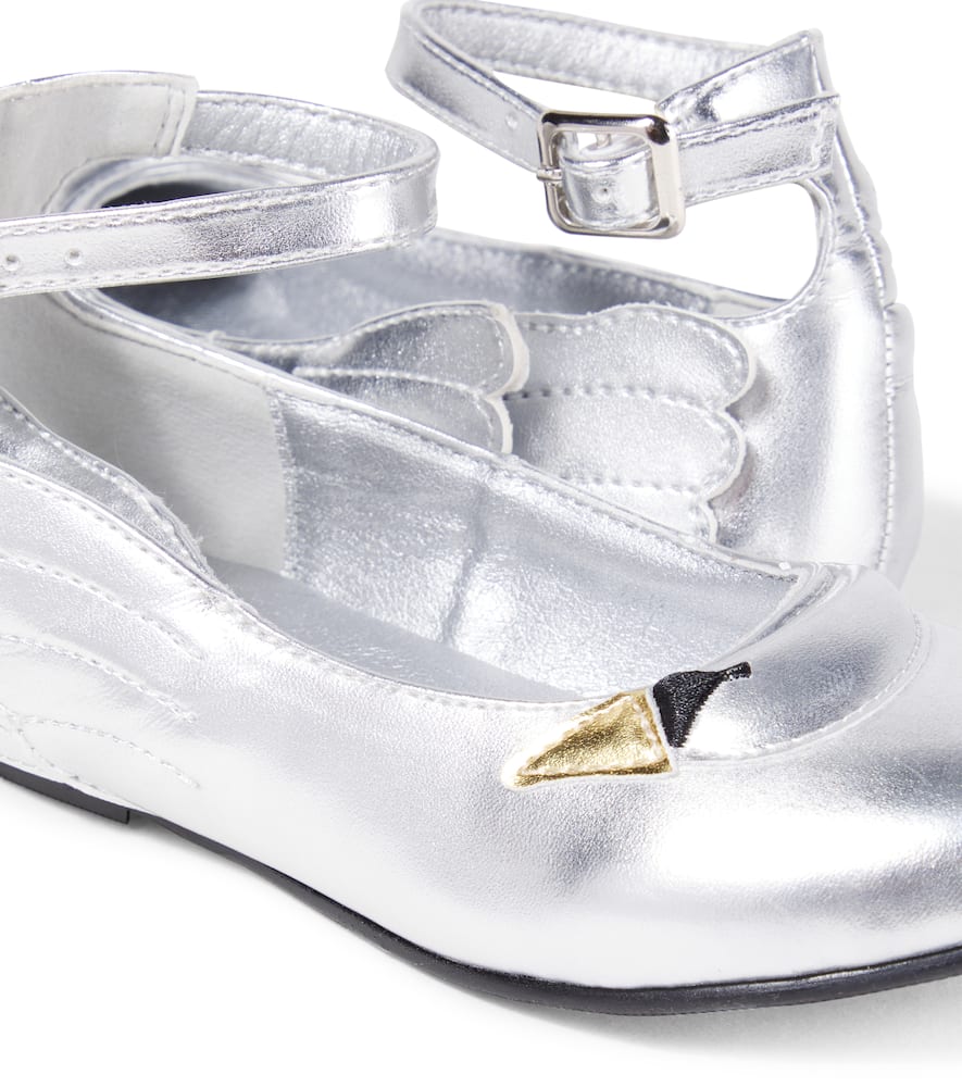 Stella Mccartney Metallic Faux Leather Ballet Flats In Silver