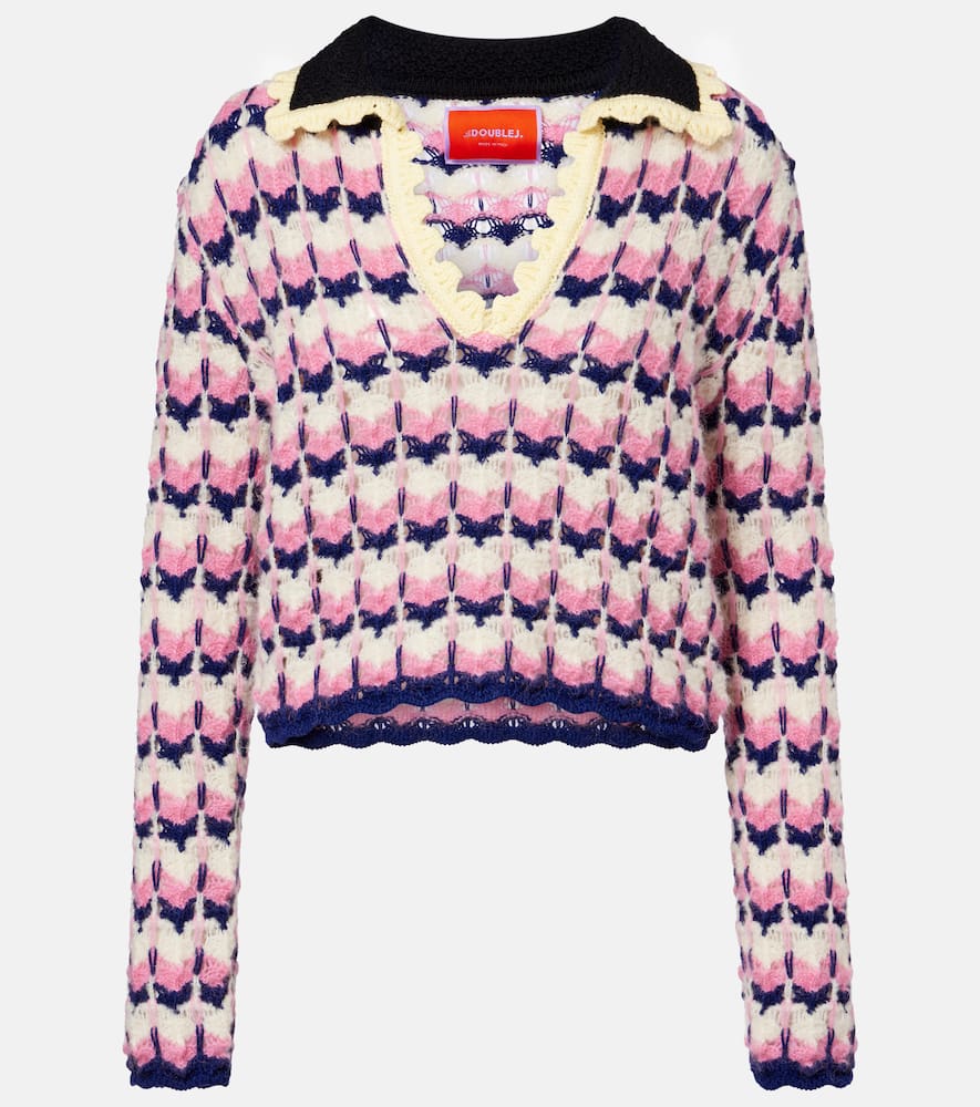 La Doublej Picket Wool-blend Polo Sweater In Multi