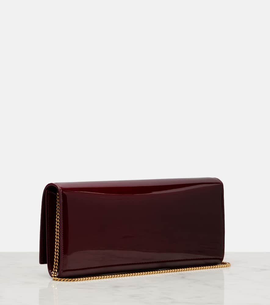 Saint Laurent Kate Patent Leather Clutch In Burgundy