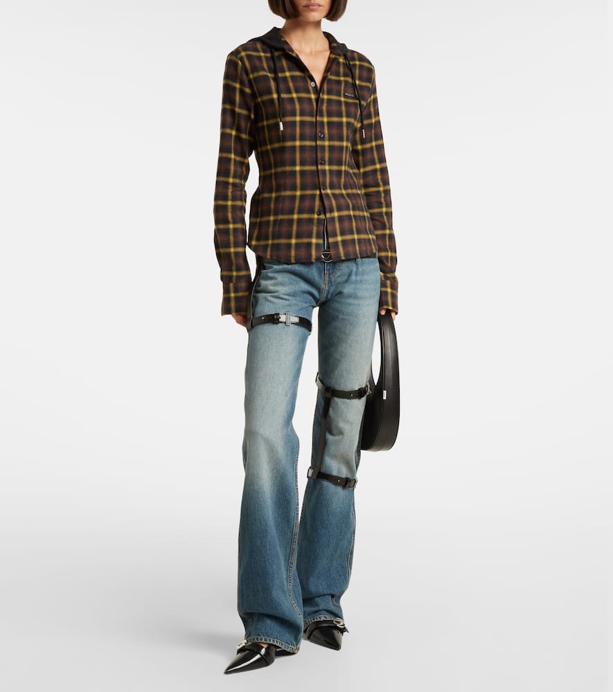 Coperni Leather-trimmed Straight Jeans In Blue