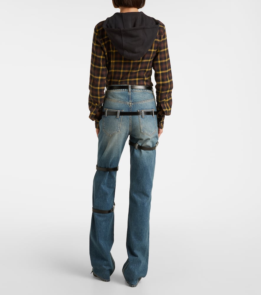 Coperni Leather-trimmed Straight Jeans In Blue