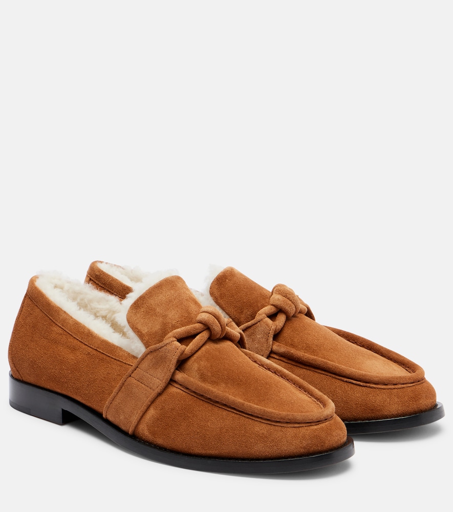 Bottega Veneta Astaire Shearling-lined Suede Loafers In Brown