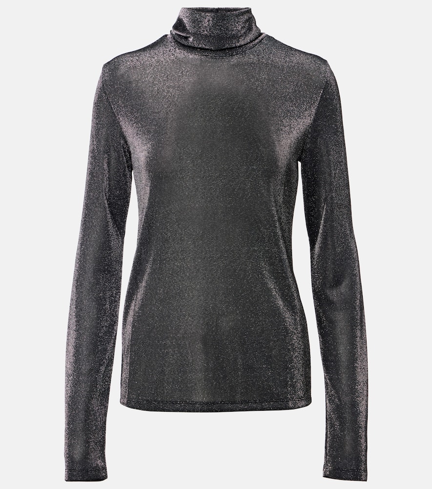 Isabel Marant Étoile Jadia Jersey Lamé Turtleneck Top In Black