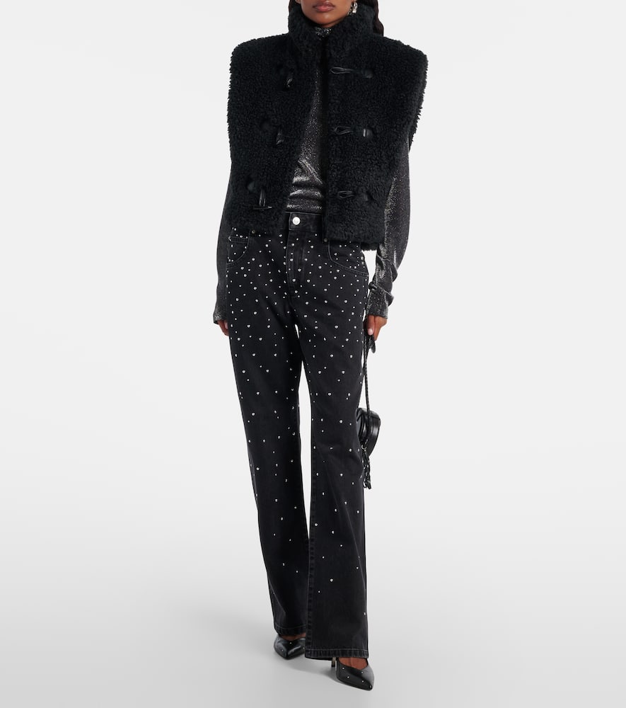 Isabel Marant Étoile Jadia Jersey Lamé Turtleneck Top In Black