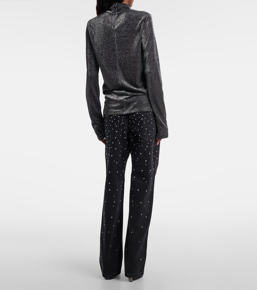 Isabel Marant Étoile Jadia Jersey Lamé Turtleneck Top In Black
