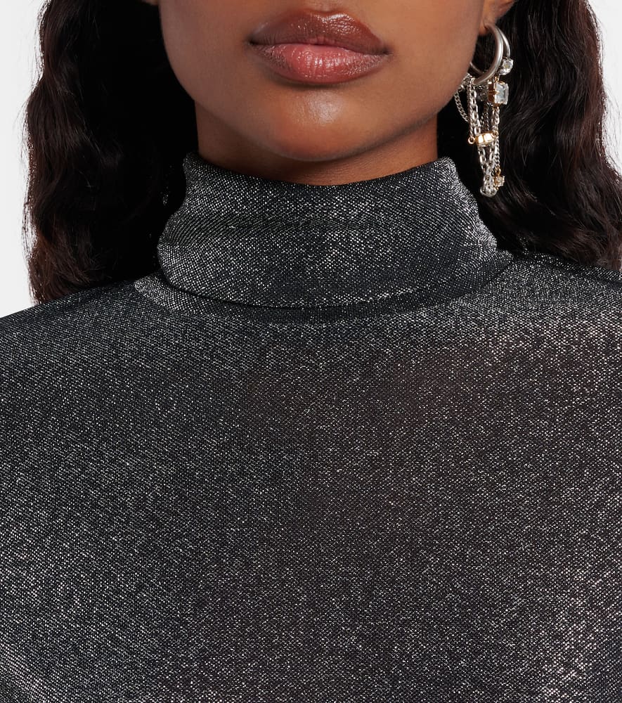 Isabel Marant Étoile Jadia Jersey Lamé Turtleneck Top In Black