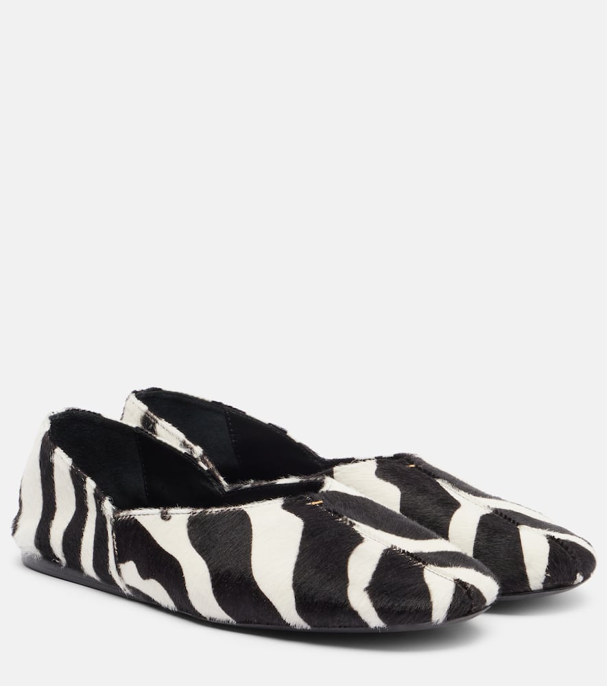 Khaite Jane Zebra-print Calf Hair Ballet Flats In Black