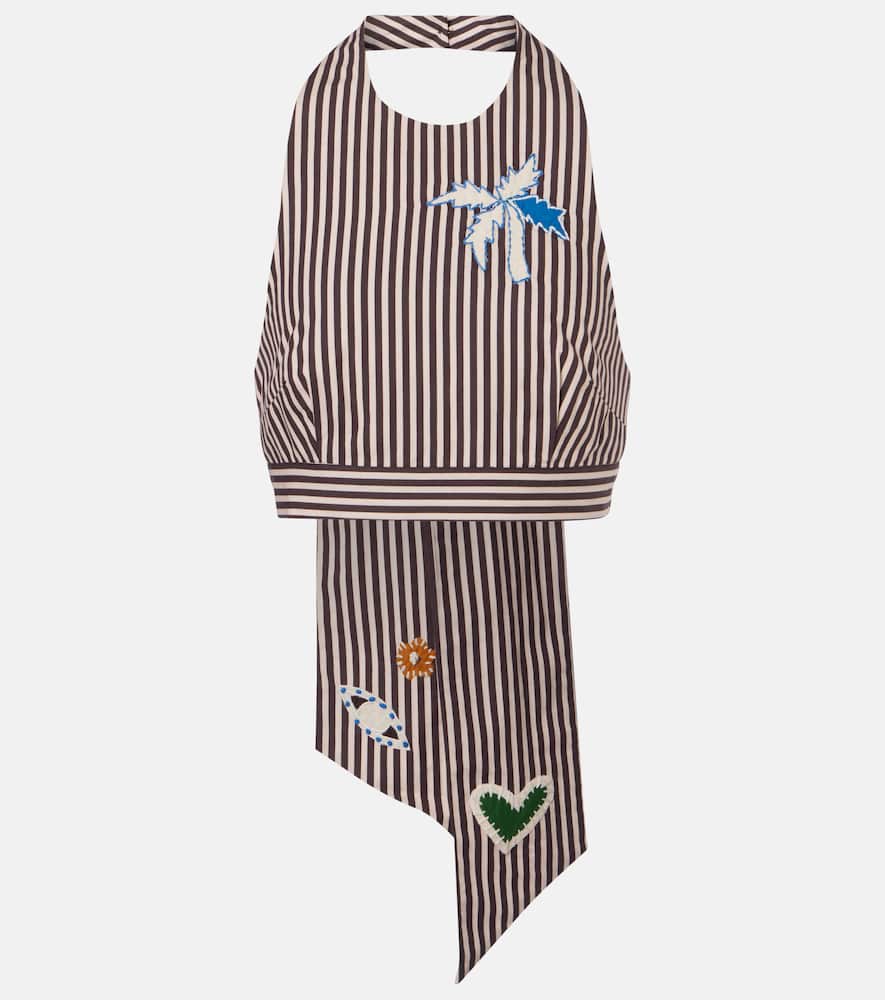 AlÃ©mais Top cropped Sirocco in cotone a righe con ricamo