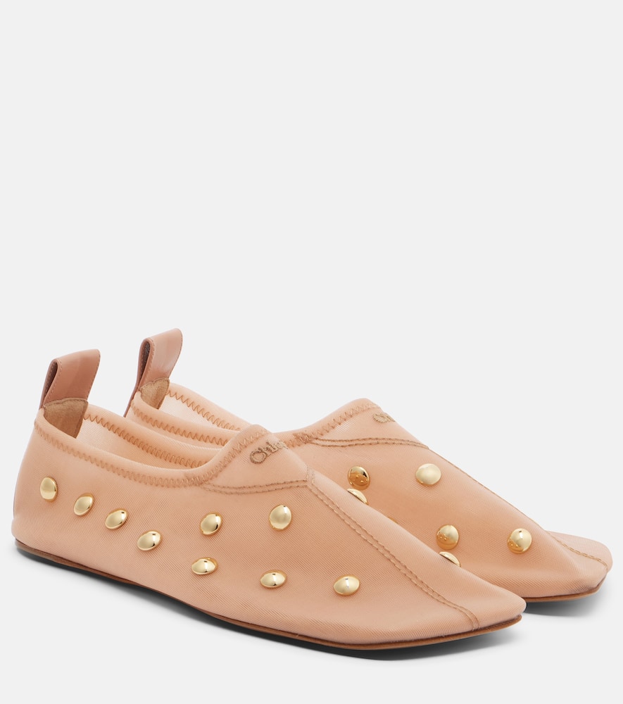 Chloé Rita Studded Flats In Pink