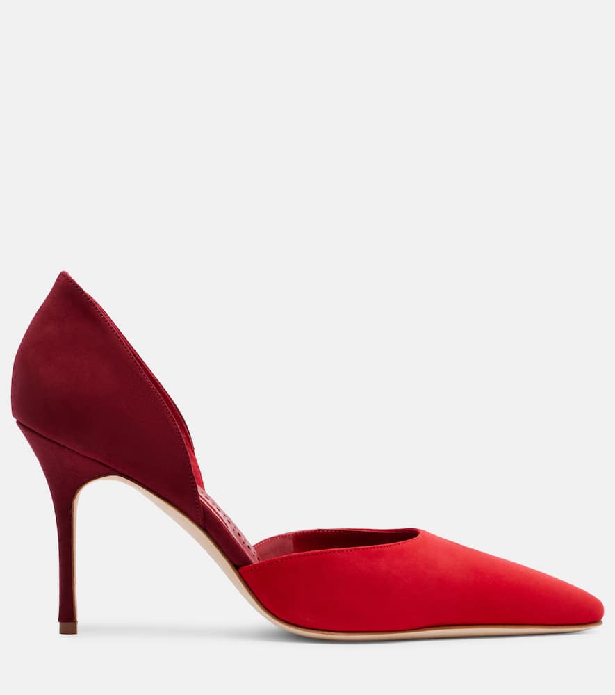 Manolo Blahnik Taylerbinu 90 Suede Pumps In Red