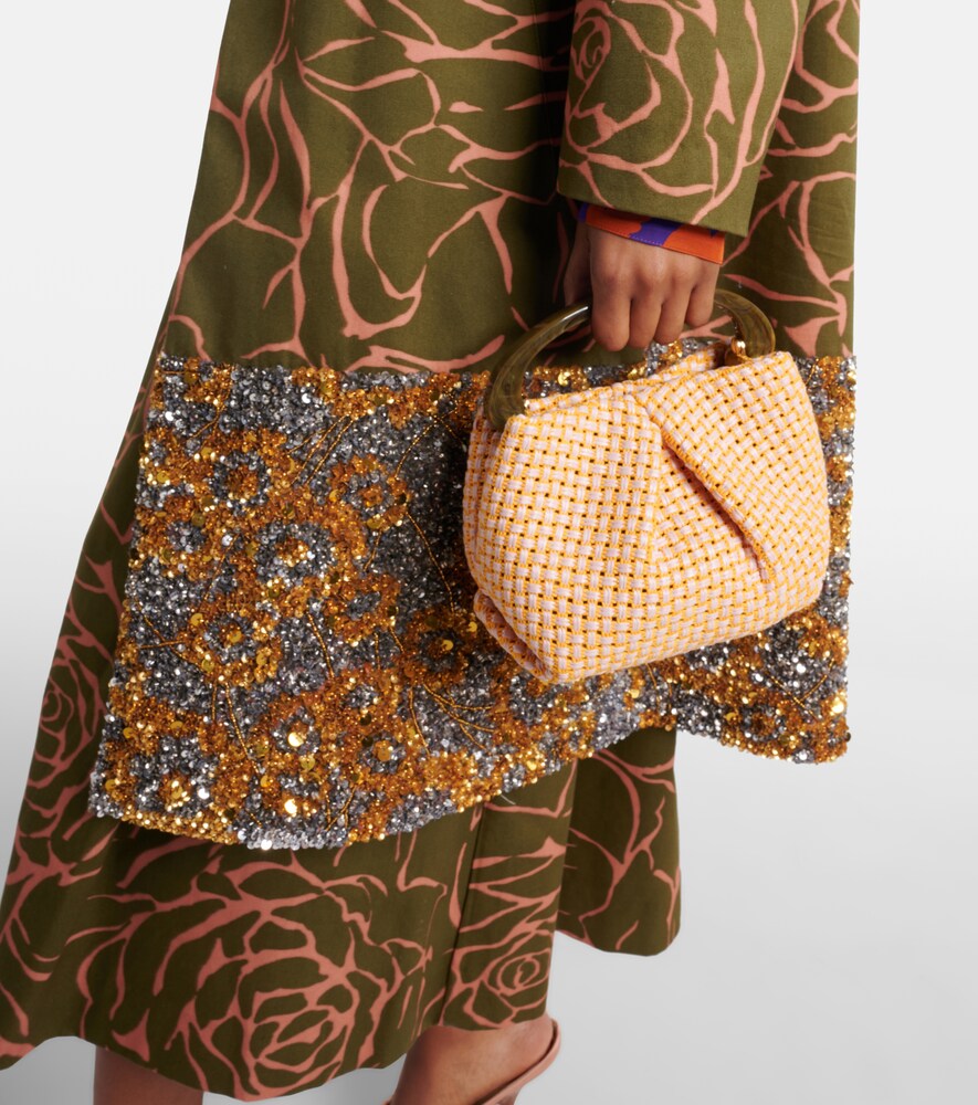 Dries Van Noten Woven raffia-effect top-handle bag