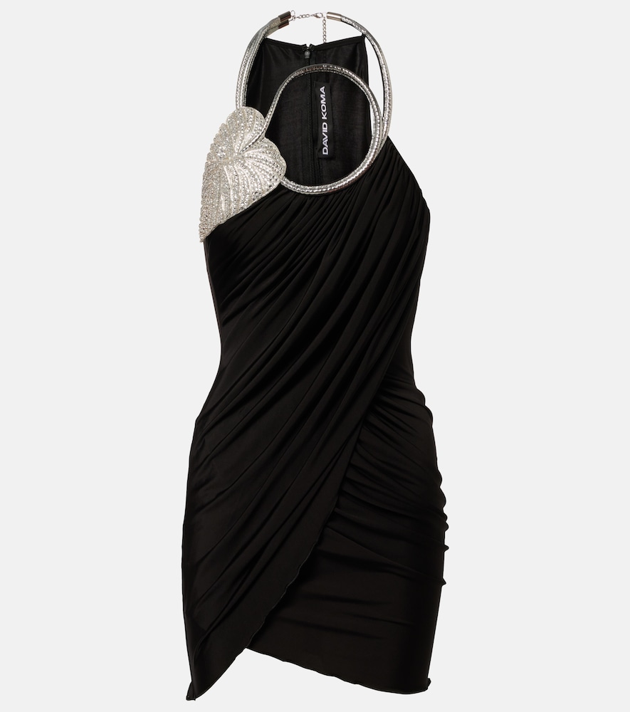 David Koma Draped Embellished Minidress In Black