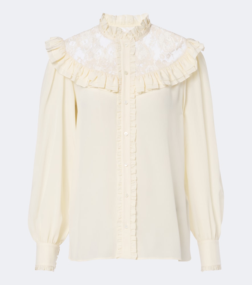 Chloé Bluse aus Crêpe de Chine aus Seide mit Spitze