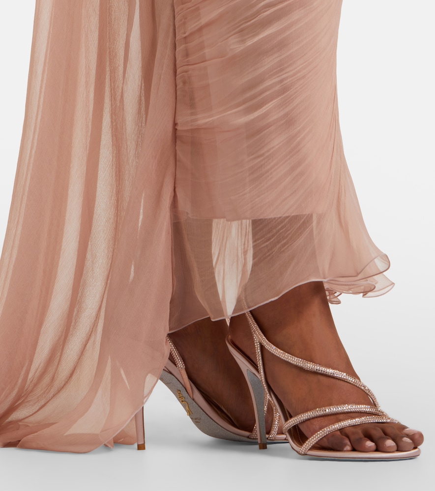 Rene Caovilla Erin embellished satin slingback sandals