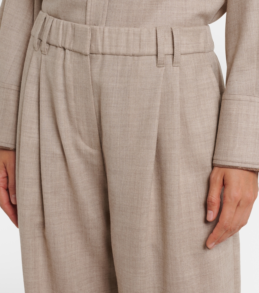  Brunello Cucinelli Brunello Cucinelli Monili Virgin Wool Wide-leg Pants 