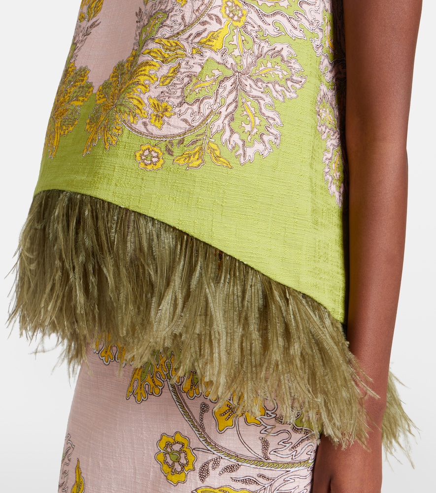 La Scala Feather-Trimmed Cotton Top