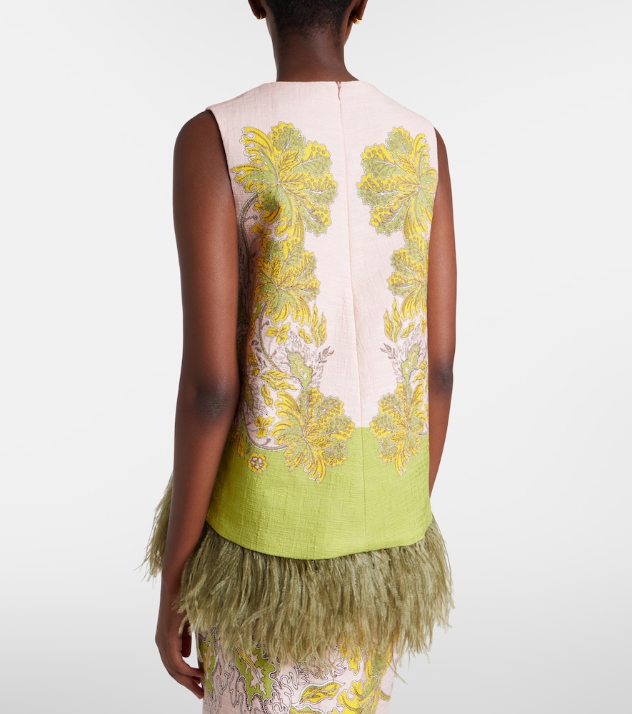 La Scala Feather-Trimmed Cotton Top