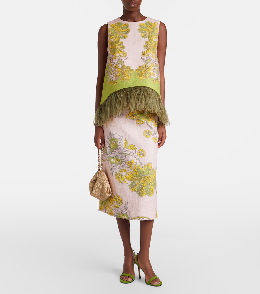 La Scala Feather-Trimmed Cotton Top