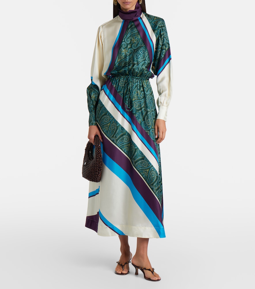 Alémais Joni Printed Silk Midi Dress
