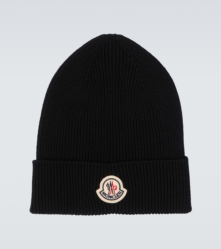 Moncler Ribbed-knit Virgin Wool Beanie In Black