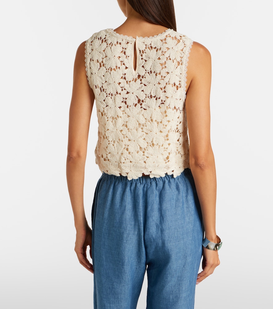 Simona Cotton-Blend Guipure Lace Top